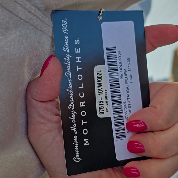 Harley Davidson NWT off-white vest with fur linning wm XL - Picture 6 of 8